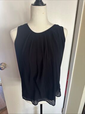 Black Pleated Sleeveless Camisole